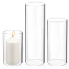 Bougeoirs 3 pièces abat-jour couvercles en verre transparent fourniture décorative salle à manger luminaire vase pot dôme support transparent chandelier