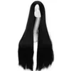 Synthetic Wigs European and American African New Black Medium Long Straight Hair Womens Chemical Fiber High-Temperature Fiber Wig Synthetic 240329