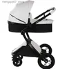 Barnvagnar# högkvalitativ barnvagn Högt landskap Barnvagn 2 i 1 läder baby vagn barnvagn kan sitta lutande fällbara lätta barn Trolly L240319