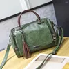 Borse a tracolla Borsa a tracolla retrò Boston PU in pelle con manico superiore da donna da viaggio tracolla regolabile con nappa decorazione borsa a mano