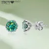 Stud TBCYD 2CT Green Moissanite Studörhängen för kvinnor 925 Sterling Silver Flower Bud Shed Diamond Ear Studs Wedding Fine Jewelryc24319