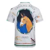 casa blanca shirts Conception participative avec veste chemise florale à manches courtes imprimé tête de cheval, haut décontracté haut de gamme, été