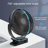 Electric Fans 10000mAh Portable Table Attached Fan Small Cooling Fan 8-inch Rechargeable Rotating Surround Air Circulation With 4 Gears 240319