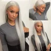 Synthetic Wigs New Blonde Lace Front Wigs Synthetic Silver Straight Light Ash Blonde Lace Front Wigs For Black Women Transparent Cosplay Wigs 240329