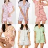 Designer-Damen-Pyjama mit süßem Roller-Kaninchen, zweiteiliger Hose, Y2K-Affe, vorgefertigter Druck, zweiteiliges Pyjama-Set, kurzärmeliges Hemd, Shorts-Set, Freizeitkleidung