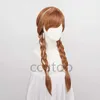 Synthetic Wigs Cosplay Wigs Halloween Women Princess Anna Wig Brown Braids Adult Party Synthetic Hair + Wig Cap 240328 240327