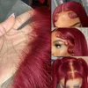 Włosy dla niemowląt 99J Burgundii Czerwony Kość prosta koronkowe przednie ludzkie włosy peruki dla kobiet przed Tranrzastą Peruką Frontalną 13x4