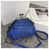 Totes Luxury Party Banquet Women's Bag 2024 Trendy Diamond Rivet Tassel Chain Single Shoulder Crossbody Handheld Clip Shell Påsar