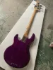 Gitarre mit violettem Korpus, 4-saitiger E-Bass, Griffbrett aus Palisander, Chrom-Hardware, individueller Service