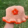 Bérets à la main au crochet ondulé bord seau chapeau dames printemps camping pêcheur avec pour petite amie année cadeau d'anniversaire