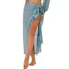 Rokken Skorts Womens Beach Wrap Rok Sarong Katoen Kwastjes Kort Badpak Bikini Cover Ups Lange Zwemmen Pareo Plus Size 240319