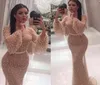 2019 Barato Arábia Árabe Vestido de Noite Frisado Poeta Mangas Compridas Férias Mulheres Desgaste Formal Festa de Baile Vestido Custom Made Plus Size7771292