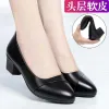 Slippers Women Soft Leather Low Heel Wedge Shoes Comfortable Soft Sole Middleaged Black Sandals Mid Heel Work Shoe Womens Wedding Shoes