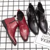 Zip HBP icke-varumärken stilig design röd färg modeklänning skor pekade tå 38-46 läder platt fotled