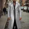 Men's Trench Coats Large Size Gold Long Leather Coat Mens Silver Double-breasted Stage Performance European American Clothing