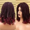 Synthetic Wigs Box Braided Wigs For Black Women Crochet Hair 2 Twist Ombre Bug African Synthetic Short Bob Braiding Hair Wig Hair 240328 240327