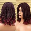 Syntetyczne peruki Plekające peruki dla czarnych kobiet szydełkowe włosy 2 skrętu Ombre Bug African Syntetyczny Bob Braiding Hair Hair 240328 240327