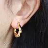 Hoop Earrings Real 18K Gold Drop For Women Pure Au750 Classic Twisted Oval Design Fine Jewelry Gift EA016
