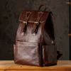 حقيبة ظهر للرجال من الجلد الأصلي أزياء 2024 14-15.6 بوصة حقيبة محمول حقيبة سفر على الظهر الرجع