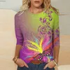 Dames T-shirt Mardi Gras T-shirts Dames Masker Bedrukt Shirt 3/4 Mouwen Tops Crewneck Blouse T-shirts Mardi Gras Outfit Voor DamesC24319