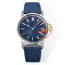 Kod 11.59 15210 A4302 Automatisk herrklocka 3GF 41mm Steel Case Blue Index Texturerat Dial Nylon Leather Strap Super Edition Puretimewatch Reloj Hombre F2