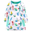 Mädchen Kleider Blumen Baby Kleid Knielange Mädchen Baumwolle Bluse Kleidung Vestidos 1-7 Jahre Pullover Outfits