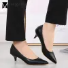 Pompki 5 cm obcasowe buty biurowe Damowe pompki Kobieta luksusowe wykonanie szpilki kliny małe kocione obcasy buty ślubne
