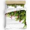 Ensembles de literie Cadeaux d'arbre de Noël Cloches de Père Noël Flocons de neige Ensemble de 3 pièces pour lit Textile à la maison Housse de couette Taie d'oreiller