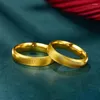 Klaster Pierścienie Prosty elegancki błyszczący 24 K Złoty kolor dla kobiet mężczyzn luksus kochanek para pierścionka ślubne prezenty zaręczynowe nie zanikają