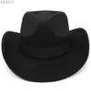 Cappelli a secchiello Larghi Uomo Donna Tesa in lana Cowboy occidentale Cappellini Panama Sombrero da esterno Viaggio Fedora Sunbonnet Party Taglia regolabile M-L 240320