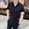 Camicie e camicette casual da uomo Camicia elegante da uomo Top da uomo Abbigliamento muscolare Tinta unita Business Nero Xxl Stile coreano Originale Summer Cool I S