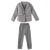 Ensembles de vêtements 2024 Adolescent Enfants Bébé Filles Vêtements Hiver Automne Plaid Formel Veste À Carreaux Pantalon École Enfants 4 5 6 7 8 9 10 11 12 Ans