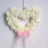 Couronne de fleurs décoratives en forme de cœur pour la saint-valentin, guirlande de roses florales pour porte, 13.77 pouces, facile à utiliser