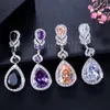 Dangle Earrings Exquisite Cubic Zirconia 925 Silver Needle Waterdrop Stud for Women Shiny Fashion Christmas Year