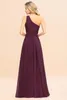 Summer Burgundy 라인 신부 들러리 드레스 라인 One 어깨 주름 긴 Chiffon Maid of Honor Gowns Formal Evening Frem Prom Dress BM0756