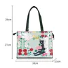 London Style PVC Reusable Shopping Bag Women Eco Friendly Flower Shopper Waterproof Tote Handbag Lunch Shoulder 240308