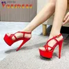 Kleid Schuhe Sommer Sandalen für Frauen Sexy Kreuz Dünne Band High Heels Damen Zurück Strap Party 2023 Neue Dicke Plattform modell Walk Pumps H240325