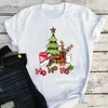 Women's T Shirts Christmas Treetshirt Funny Santa Women Clothing Kawaii Fashion 2024 Gift Harajuku Shirt Vintage Red