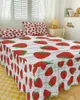Jupe de lit Fruit fraise Texture bois, couvre-lit élastique avec taies d'oreiller, housse de matelas, ensemble de literie, drap