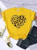 Camiseta para mujer Simple Broken Leopard Heart Camiseta para mujer Camisetas de moda casual Camiseta de moda suave Ropa Harajuku Camiseta cómoda para mujer L2403