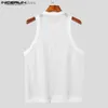 Tanktops voor heren 2024 Tanktops voor heren Effen kleur Hol O-hals Mouwloos Herenvesten Street chic Transparant Mode Herenkleding S-2XL L240319