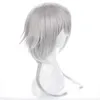 Synthetic Wigs Lace Wigs Anime Bungo Stray Dogs Fukuzawa Yukichi Silvery White Heat Resistant Hair Cosplay Costume Wig 240329