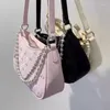 TOTES XIUYA Pink damska torba na ramię elegancka urocza łuk Pearl łańcuchy haftowe torebka