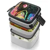 أواني مدينات Glittercrow Bento Box Box Lunch-Problaring Square مع مقصورة Crow Bird Animals Feathers عيون زاحفة زاحفة ملونة