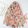 Foulards 2024 Printemps Mode Tulipe Imprimer Gland Écharpe Châles Long Foulard Floral Hijab Wrap