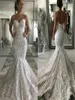 Lace Mermaid Wedding Dresses Sweetheart Appliqued Sweep Train Modest Boho Wedding Dress Custom Made Plus Size Bridal Gowns vestido9239039