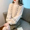 Vrouwen Blouses Chiffon Borduren Shirt Losse Chinese Stijl Mode O-hals Lente/Zomer Lange Mouwen Vrouwen Tops YCMYUNYAN
