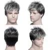 Perruques synthétiques hommes perruque synthétique courte bouclée Ombre gris brun perruque pour hommes cheveux quotidien réaliste perruques naturelles 240329