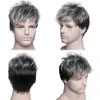 Parrucche sintetiche Parrucca sintetica riccia corta da uomo Parrucca grigio marrone ombre per capelli da uomo Parrucche naturali realistiche quotidiane 240329