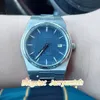Orologio da uomo popolare PR 40MM quadrante blu, movimento automatico, cinturino in acciaio, retro in vetro, orologi da polso